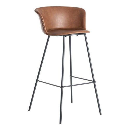 Taburete de Cocina en Símil Piel Marrón y Metal 44,50 cm 615516