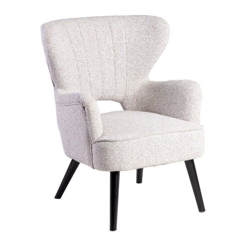 Sillón Tapizado en Tejido Jaspeado Crudo y Madera 615250