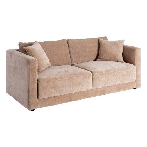 Sofá 3 Plazas de 210 cm en Tejido Taupe con Patas de Madera 615447
