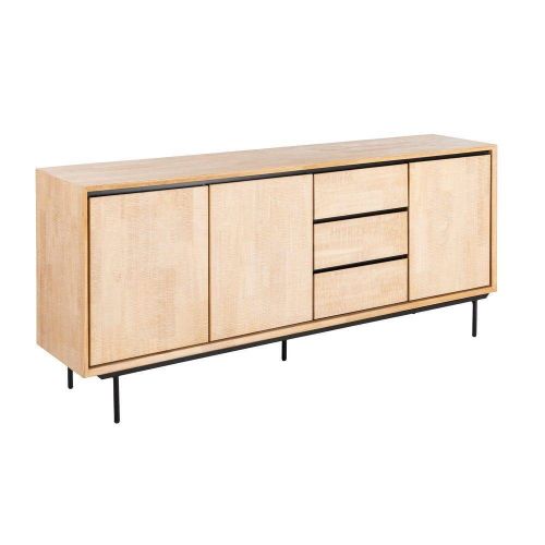 Aparador de Comedor en Madera Natural y Metal Negro 615687