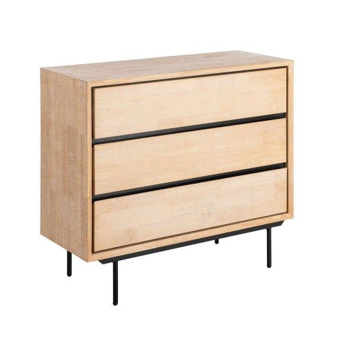 Cómoda de Dormitorio Estructura en Madera y Metal Natural-Negro 615682