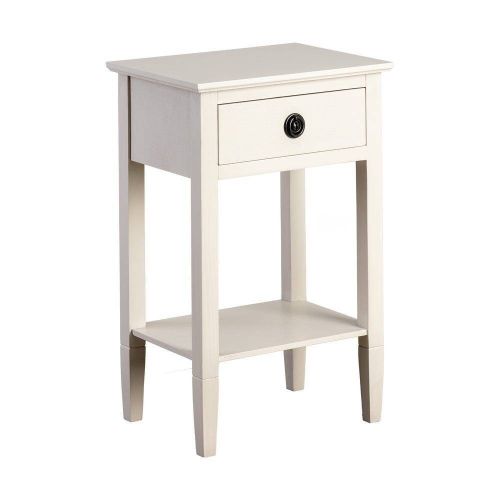 Mesita de Noche con Patas Altas de Madera Gris Claro 1 Cajón 615272