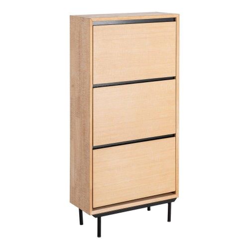 Zapatero Estructura de Madera y Metal Natural-Negro con Tres Puertas 615688