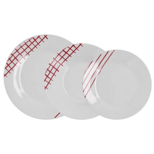 Juego de Vajillas de Porcelana KANSAS QUID 18 Piezas Diseño Rojo 5427990