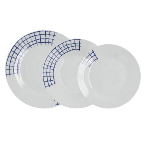 Juego de Vajillas de Porcelana KANSAS QUID 18 Piezas Diseño Azul 5427991