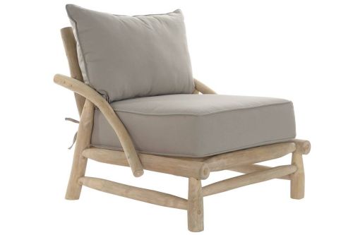 Butaca de Teca con Tapizado Gris Claro MB-178754