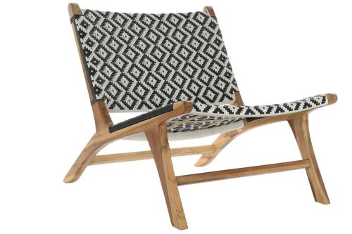 Butaca Baja de Madera Teca-PVC Acabado en Diseño blanco y Negro MB-177834