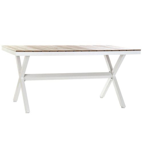 Mesa de Jardín de 160 cm con Tablero Símil Madera y Aluminio en Blanco MB-178821