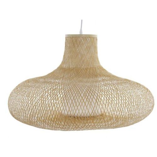 Lámpara de Bambú Natural con Forma Circular de Techo
