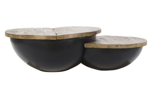 Mesa de centro Industrial con Madera y Estructura Metálica MB-189857