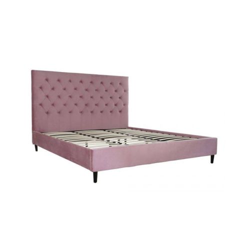 Cama Tapizada Rosa con Acabado en Capitoné para Colchón de 180x200 cm