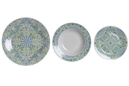 Set de Porcelana de 18 Piezas Azulejos Verde PC-202613