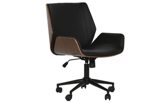 Silla Ejecutiva de Madera con Asiento PU Negro Ruedas y Brazos Metálicos de 83 cm MB-215929
