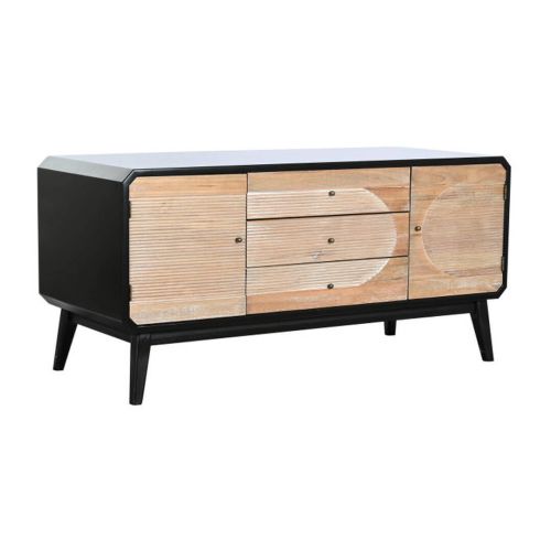 Mueble de TV de 3 Cajones y 2 Puertas Madera Color Negro y Natural MB-204971