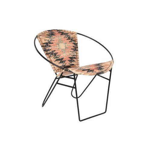 Silla Tapizada Kilim Multicolor y Estructura Metálica Negra MB-206224