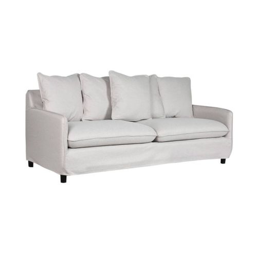 Sofá de 3 Plazas Tapizado en Poliéster Color Beige y Patas Negras MB-211732