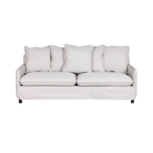 Sofá de 3 Plazas Tapizado en Poliéster Color Beige y Patas Negras MB-211732