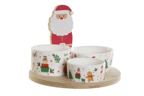 Set de Aperitivo Papa Noel en Gres y Bambú NV-207018