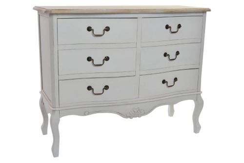 Cómoda con Estructura de Madera 100x80 cm de 6 Cajones Natural-Blanco MB-146697