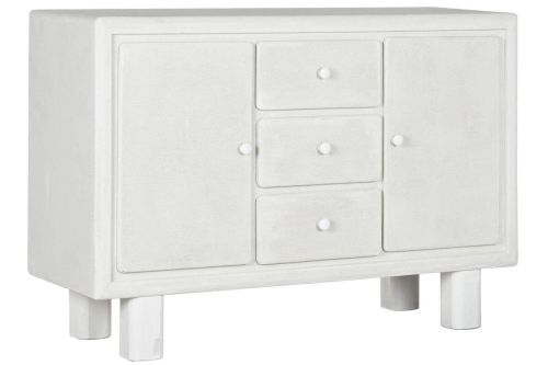 Aparador de 120 cm de Estructura de MDF y Abeto Color Blanco Rugoso MB-216609
