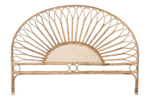 Cabecero Natural de Estructura de Ratán con Diseño de Girasol 178x127 cm MB-199190