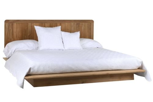 Cama con Estructura de Madera Teca Natural con Cabecero Integrado MB-215339