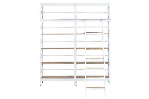 Estanteria con Escalera Estructura de Metal y Tableros de Madera de Mango 220 cm MB-218893