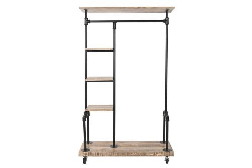 Recibidor de Madera de Mango y Metal con Estantes 104x175 cm Natural-Negro MB-219016