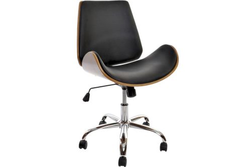 Silla de Oficina de Madera Nogal Tapizada en Poléster Negro MB-208345