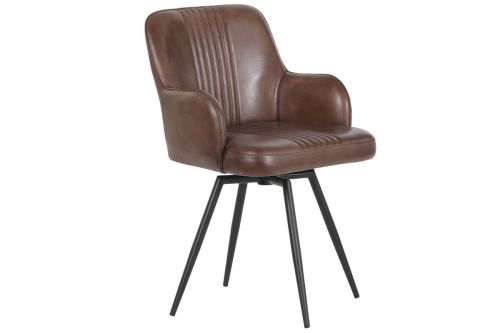 Sillón de Piel MB-223598 Giratorio con Patas de Hierro