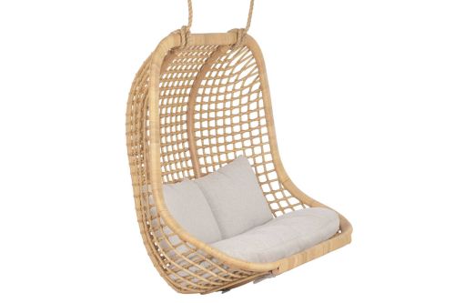 Sillón Colgante MB-221975 en Ratán Natural y Asiento de Poliéster
