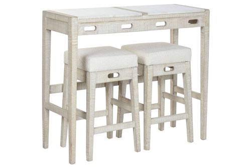 Barra de Cocina con Taburetes en Estructura Madera y Mármol MB-220151