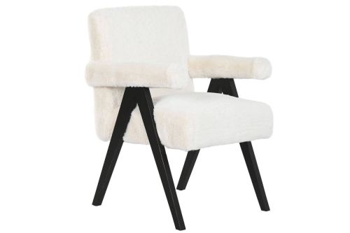 Butaca de Madera MB-220500 en Tapizado Pelo Blanco
