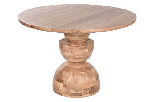 Mesa de Comedor Redonda Estrcutura de Madera Acacia MB-212658