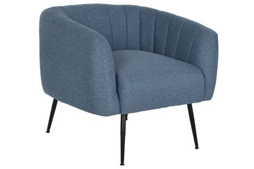Sillón Tapizado en Poliéster Color Azul con Patas Metálicas MB-207906