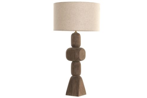 Lámpara de Sobremesa Estructura de Madera de Mango con Pantalla de Lino LA-221940