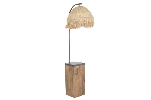 Lámpara de Pie Teca Hierro Artesanal LA-223728