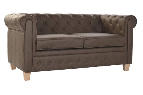 Sofá de Poliéster Color Marrón Oscuro con Madera MB-196626