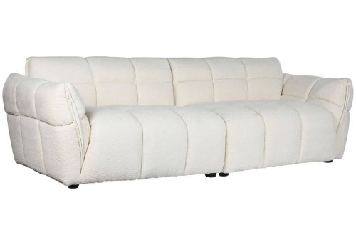 Sofá en Poliéster Bouclé Blanco y Madera MB-211724