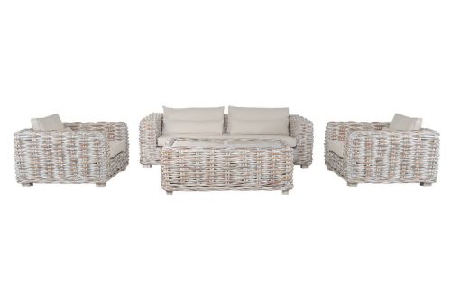 Set de Sofás de Jardín de Ratán y Madera MB-224022