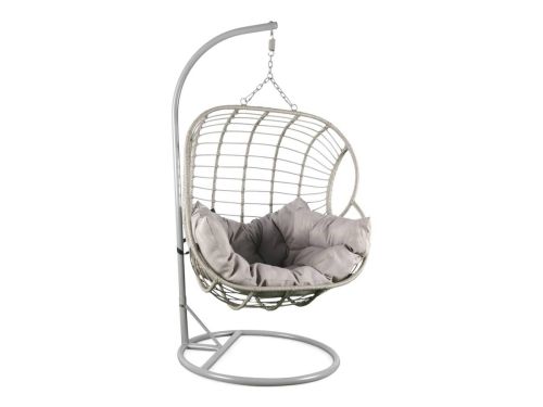 Sillón Colgante Estructura de Ratán Sintético Gris 2 Plazas MB-224156