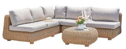 Rinconera de Jardín en Aluminio y Ratán con Mesa de Centro MB-224517