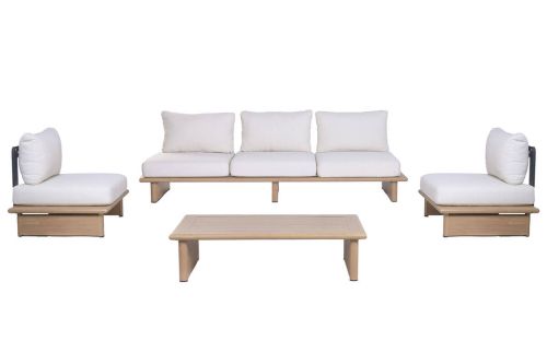 Conjunto de Jardín Estructura en Aluminio Símil Madera y Olefina MB-224520