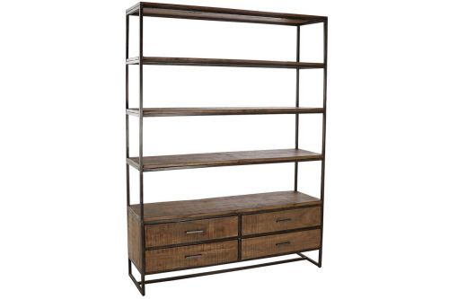Estantería de Salón Estructura Acacia y Metal con Cajones Marrón MB-177703