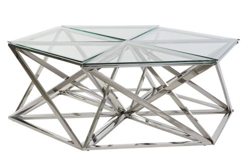 Mesa de Centro Set 6 Estructura de Acero con Cristal 137,5 cm MB-182525