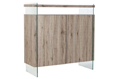 Aparador de Cristal Templado y MDF Natural MB-191420