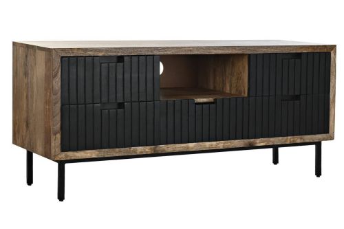 Mueble TV de Mango con Base Metálica Negra y Cajones MB-194550