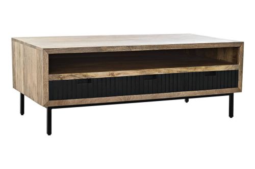 Mesa de Centro Estructura de Madera de Mango con Patas de Metal Negro MB-194551