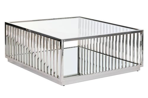 Mesa de Centro de Acero Cromado con Superficie Espejo MB-199642