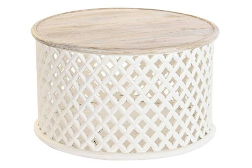 Mesa de Centro Redonda Estrucura en Madera de Mango Natural MB-199887